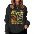 Stepping Into My July Birthday Afro Woman Religious Bday Women Sweatshirt