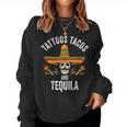 Tattoos Tacos Tequila Mexican Skull Cinco De Mayo Women Sweatshirt