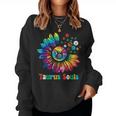 Taurus Souls Zodiac Tie Dye Sunflower Peace Sign Groovy Women Sweatshirt