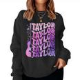 Taylor First Name I Love Taylor Girl Groovy 80'S Vintage Women Sweatshirt