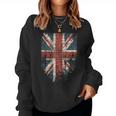 Union Jack Cool Distressed Uk British Flag Women Sweatshirt
