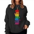 Vintage Lgbt Cat Stack Rainbow Gay Pride For Cat Lover Women Sweatshirt