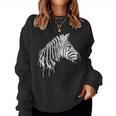 Zebra Watercolor Artistic Horse Wildlife Lovers Graphic Women Sweatshirt