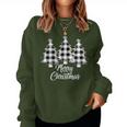 Christmas Tree White Buffalo Plaid Christmas Women Sweatshirt