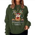 Preschool Team Plaid Reindeer Santa Hat Teacher Christmas Women Sweatshirt