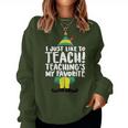 Teacher Elf Christmas I Just Like To Teach Teacher Women Sweatshirt