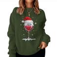 Wine Glass Santa Hat Christmas Lights Wine Lovers Women Sweatshirt