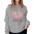 Vintage Pink Christmas Merry Christmas Tree Xmas Women Sweatshirt