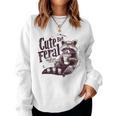 Raccoon Meme Cute But Feral Trash Panda Retro Women Sweatshirt