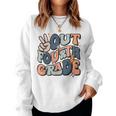 Groovy Last Day Of School 4Th Grade Peace Out Fourth Grade Women Sweatshirt