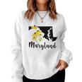 Maryland Floral Black-Eyed-Susan Handwritten State Inspired Women Sweatshirt