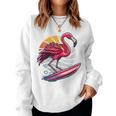 Retro Surfboard Surfboarders Vintage Surfing Flamingo Women Sweatshirt
