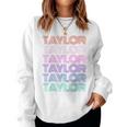 Retro Taylor Girl Boy First Name Pink Groovy Birthday Party Women Sweatshirt