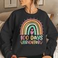 100 Days Brighter Rainbow Happy 100Th Day Of School Teacher Women Sweatshirt Gifts for Her