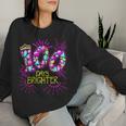 100 Days Brighter Teacher Girls 100 Days Of School Diamond Women Sweatshirt Gifts for Her