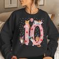 10Th Birthday Girl Cute Cat Outfit 10 Years Old Bday Party Women Sweatshirt Gifts for Her