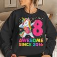 8 Years Old Unicorn Dabbing 8Th Birthday Girl Unicorn Party Women Sweatshirt Gifts for Her