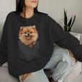 Adorable Perro Pomerania En Bolsillo Para Entusiastas Perros Cuello Sudadera Mujer Regalos para ella