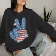 American Flag Peace Sign Hand 4Th Of July Women Women Sweatshirt Gifts for Her