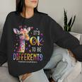 Autism Awareness Cute Giraffe Animal It's Ok To Be Different Women Sweatshirt Gifts for Her