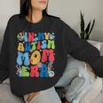 In My Autism Mom Era Autism Awareness Support Puzzle Groovy Women Sweatshirt Gifts for Her