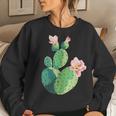 Beautiful Cactus Tree Pink Flowers Hand Drawn Painting Women Sweatshirt Gifts for Her