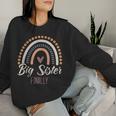 Big Sister Finally 2024 Girls Boho Rainbow Big Sis Sibling Women Sweatshirt Gifts for Her