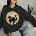 Black Cat And Moon Awesome Cat Lovers Cat Mom Cat Dad Women Sweatshirt Gifts for Her