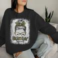 Bleached Messy Hair Bun Camouflage Birthday Squad Women Sweatshirt Gifts for Her