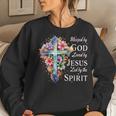 Blessed By God Loved By Jesus Floral Cross Christian Women Sweatshirt Gifts for Her