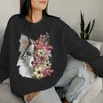 Border Collie Blue Merle Con Flores Cuello Sudadera Mujer Regalos para ella