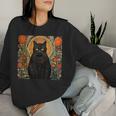 Cat Lover Cat Art Cat With Flowers Floral Cat Women Sweatshirt Gifts for Her