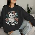 Cat Mom Happy For Cat Lovers Family Matching Women Sweatshirt Gifts for Her