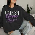 Catfish Queen Catfishing Angler Noodler Fischer Mama Papa Sweatshirt Frauen Geschenke für Sie