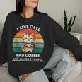 I Like Cats And Coffee And Maybe 3 People Cats Retro Women Sweatshirt Gifts for Her