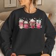 Coffee Cups Retro Groovy Hearts Loving Latte Valentine's Day Women Sweatshirt Gifts for Her