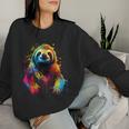 Cool Sloth On Colorful Painted Sloth Women Sweatshirt Gifts for Her