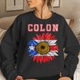 Custom Colon Surname Family Name Puerto Rico Flag Sunflower Women Sweatshirt Gifts for Her