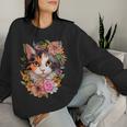 Cute Floral Calico Cat Women Sweatshirt Gifts for Her