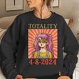 Cute Girl & Solar Glasses Seeing Totality Solar Eclipse 2024 Women Sweatshirt Gifts for Her