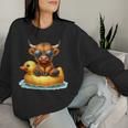 Cute Highland Cow Duck Pool Float Summer Vibes Swimming Women Sweatshirt Gifts for Her