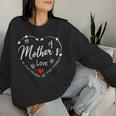 Damen Love Mama Ist Das Herz Der Familie Muttertag Mit-Ausschnitt Sweatshirt Frauen Geschenke für Sie