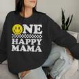 Damen One Happy Dude Mama 1 Geburtstag Familie Matching Mit-Ausschnitt Sweatshirt Frauen Geschenke für Sie