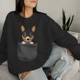 Damen Ratten-Terrier Mama Papa Hund In Der Tasche Süßes Lustiges Mit-Ausschnitt Sweatshirt Frauen Geschenke für Sie