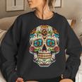 Day Of Dead Sugar Skull Floral Skeleton Head Bone Skull Women Sweatshirt Gifts for Her