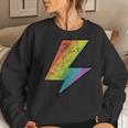 Distressed Vintage Rainbow Lightning Bolt Gay Lgtbq Pride Women Sweatshirt Gifts for Her