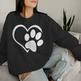 Dog Paw Print Heart Graphic Love Dogs Tops Women Sweatshirt Gifts for Her