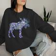 Don't Moose With Me Colorful Floral Moose Wildlife Women Sweatshirt Gifts for Her