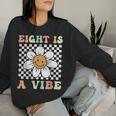 Eight Is A Vibe Cute Groovy 8Th Birthday Party Daisy Flower Women Sweatshirt Gifts for Her