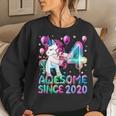 Flossing Unicorn 4 Year Old 4Th Birthday Girl Unicorn Party Women Sweatshirt Gifts for Her